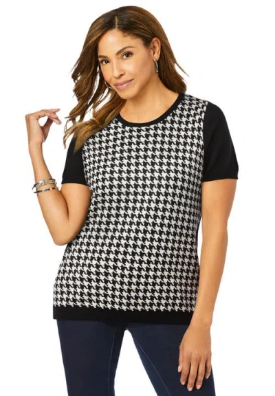 Jessica London Fine Gauge Crewneck Shell In Black