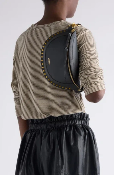 Isabel Marant Skano Stud Leather Convertible Belt Bag In Gray