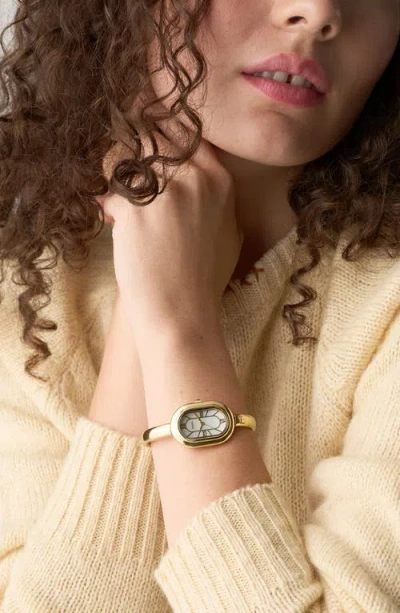 Fossil Sloan Three-hand Gold-tone Stainless Steel Bangle Watch, 25mm X 36mm In Gold