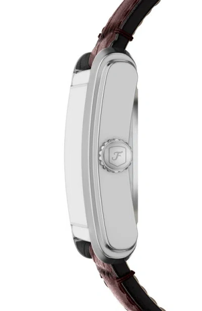 Fossil Carraway Open Heart Leather Strap Watch, 30mm X 42mm In Burgundy