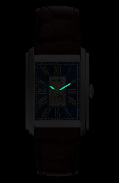 Fossil Carraway Open Heart Leather Strap Watch, 30mm X 42mm In Burgundy