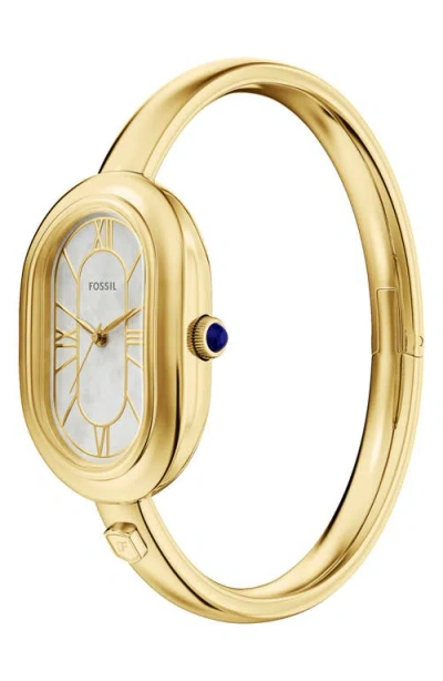 Fossil Sloan Three-hand Gold-tone Stainless Steel Bangle Watch, 25mm X 36mm In Gold