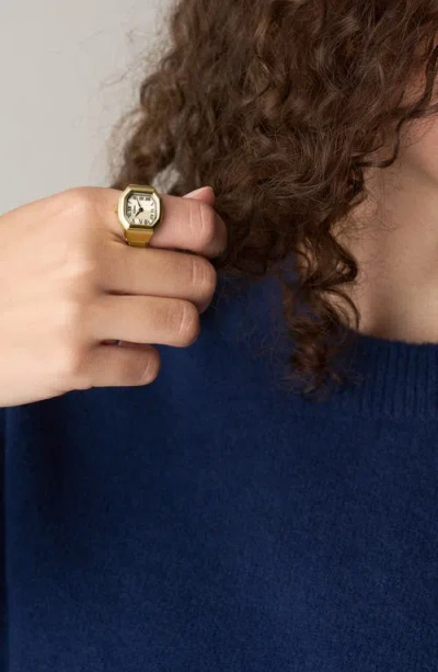 Fossil Harlow Two-hand Gold-tone Stainless Steel Watch Ring, 16mm In Brown