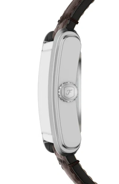 Fossil Carraway Open Heart Leather Strap Watch, 30mm X 42mm In Brown