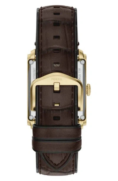 Fossil Carraway Open Heart Leather Strap Watch, 30mm X 42mm In Brown