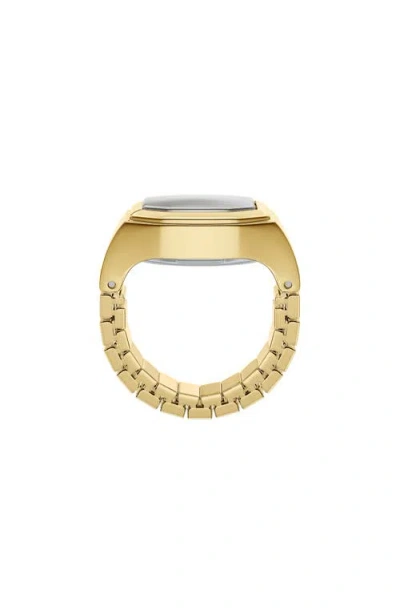 Fossil Harlow Two-hand Gold-tone Stainless Steel Watch Ring, 16mm In Brown