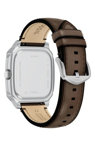 Fossil Crosby Leather Strap Watch, 42mm X 30mm In Brown