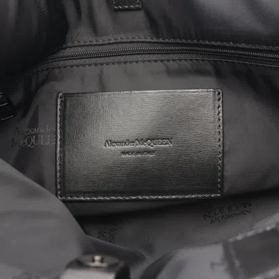 Pre-owned Alexander Mcqueen Black White Canvas Leather Tote Bag () In Multi