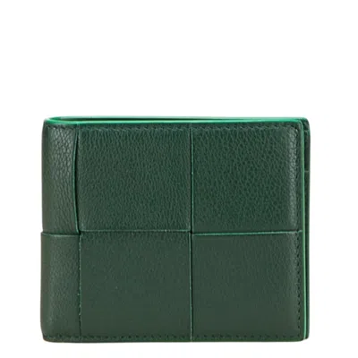 Pre-owned Bottega Veneta Emerald Green Leather Wallet (bi-fold) ()