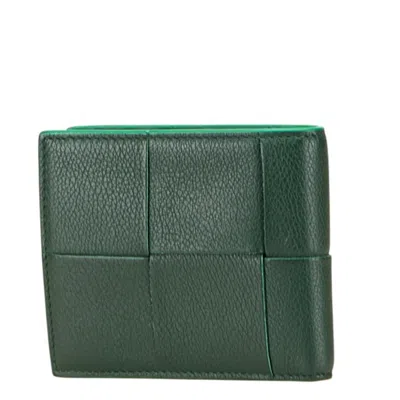 Pre-owned Bottega Veneta Emerald Green Leather Wallet (bi-fold) ()