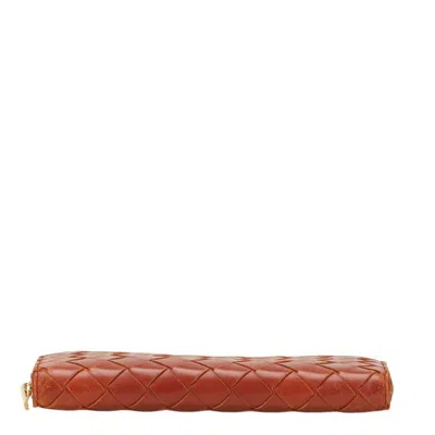 Pre-owned Bottega Veneta Intrecciato Brown Leather Long Wallet (bi-fold) ()
