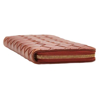 Pre-owned Bottega Veneta Intrecciato Brown Leather Long Wallet (bi-fold) ()