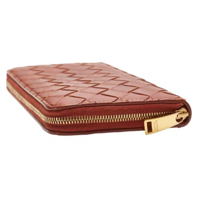 Pre-owned Bottega Veneta Intrecciato Brown Leather Long Wallet (bi-fold) ()