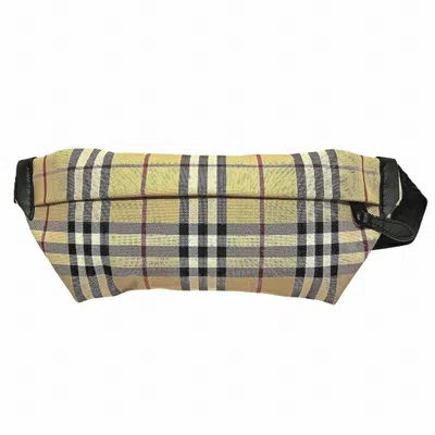 Pre-owned Burberry Beige Black Red Color Nylon Leather Fanny Pack Sling Bag ()