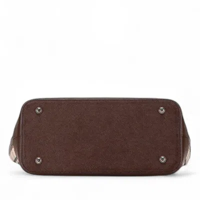 Pre-owned Burberry Beige Brown Canvas Leather Tote Bag ()