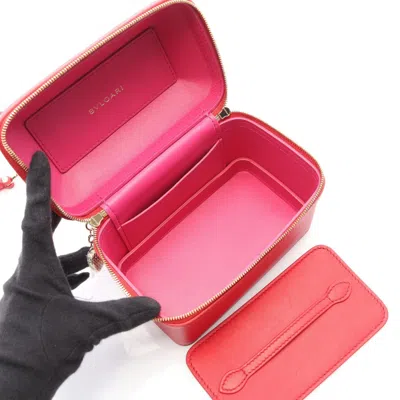 Pre-owned Bvlgari Red Color Leather Handbag Vanity Bag ()
