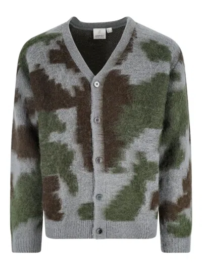 Gramicci Camouflage-pattern V-neck Cardigan In Gray