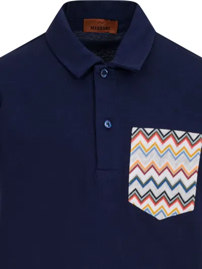 Missoni Pocket Polo Shirt In Blue