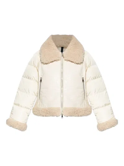 Moncler Rubrouk Faux-shearling Collar Jacket In Neutral