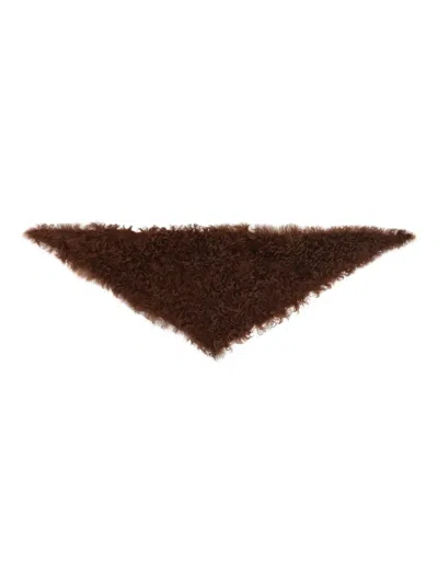 Plan C Shearling Scarf In Brown