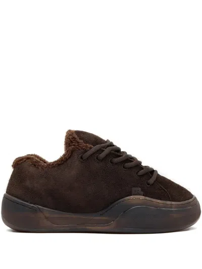 Erl Suede Vamp Sneakers In Brown