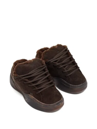 Erl Suede Vamp Sneakers In Brown