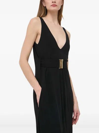 Pinko Buckle Sleeveless Maxi Dress In Black