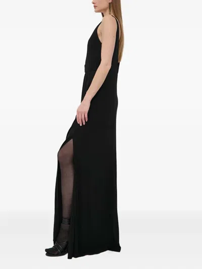 Pinko Buckle Sleeveless Maxi Dress In Black