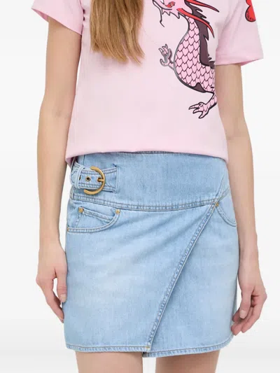 Pinko Belted Mini Skirt In Blue