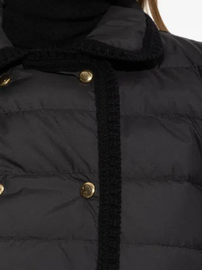 Moncler Double-breasted Wool And Cashmere-blend And Quilted Shell Down Cardigan. In Black