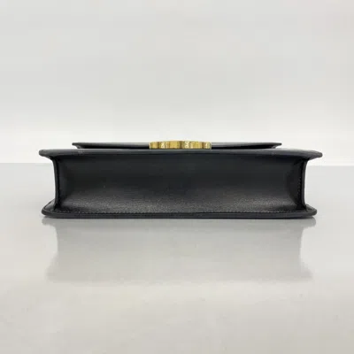 Pre-owned Celine Black Leather Chain/shoulder Wallet ()