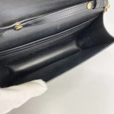 Pre-owned Celine Black Leather Chain/shoulder Wallet ()
