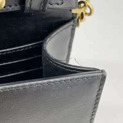 Pre-owned Celine Black Leather Chain/shoulder Wallet ()