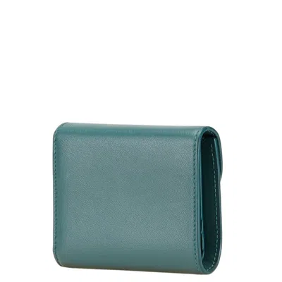 Pre-owned Celine Blue Green Leather Wallet (bi-fold) () In Multi