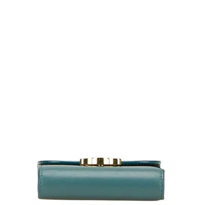 Pre-owned Celine Blue Green Leather Wallet (bi-fold) () In Multi