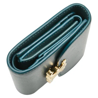 Pre-owned Celine Blue Green Leather Wallet (bi-fold) () In Multi