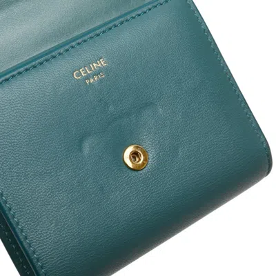 Pre-owned Celine Blue Green Leather Wallet (bi-fold) () In Multi