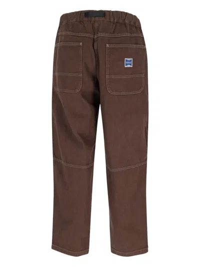Gramicci Adjustable-waist Topstitched Jeans In Brown