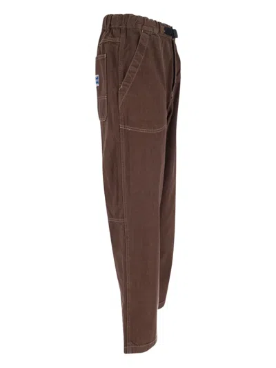 Gramicci Adjustable-waist Topstitched Jeans In Brown