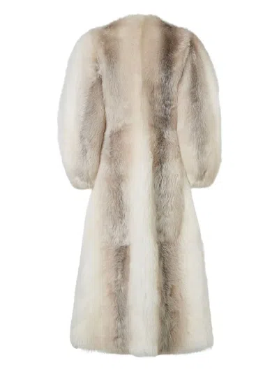 Fendi White Backed Sheepskin Coat In White