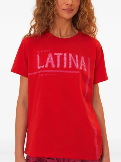 Farm Rio Embroidered T-shirt In Red