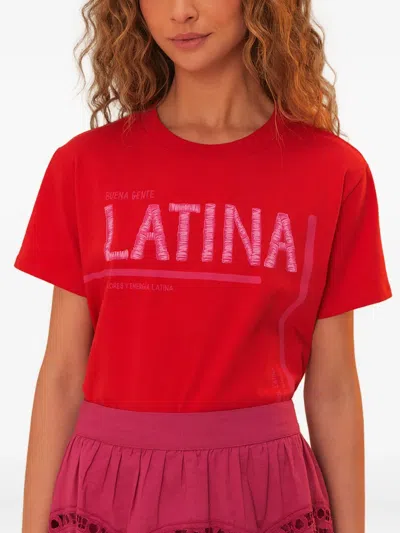 Farm Rio Embroidered T-shirt In Red
