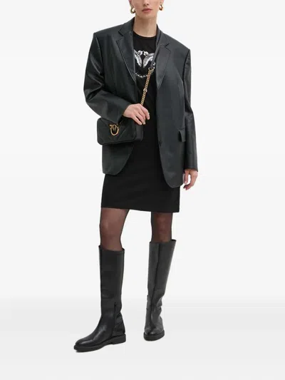 Pinko Embellished Graphic Mini Dress In Black