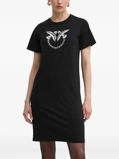 Pinko Embellished Graphic Mini Dress In Black