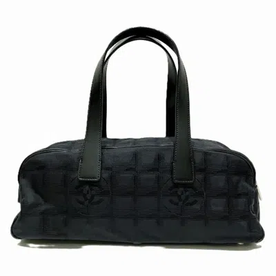 Pre-owned Chanel Black Nylon Leather Boston Bag Handbag ()