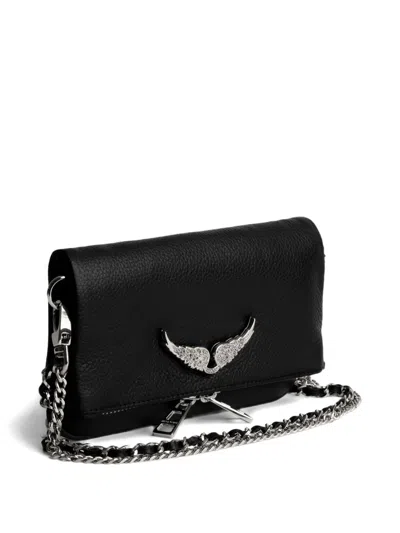Zadig & Voltaire Wings-detail Chain-strap Cross Body Bag In Black