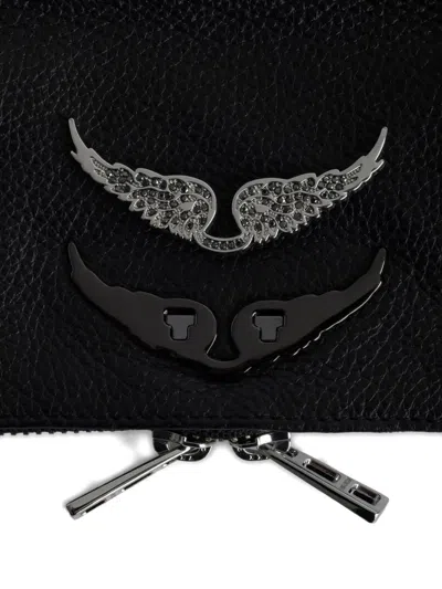 Zadig & Voltaire Wings-detail Chain-strap Cross Body Bag In Black