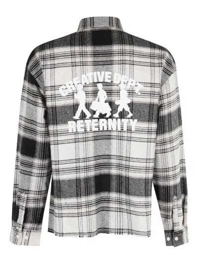Reternity Plaid-pattern Flannel Shirt In Black