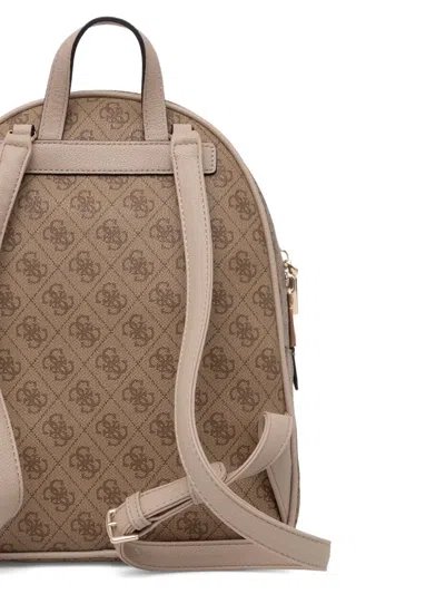 Guess Usa Monogram-pattern Zip-around Backpack In Brown