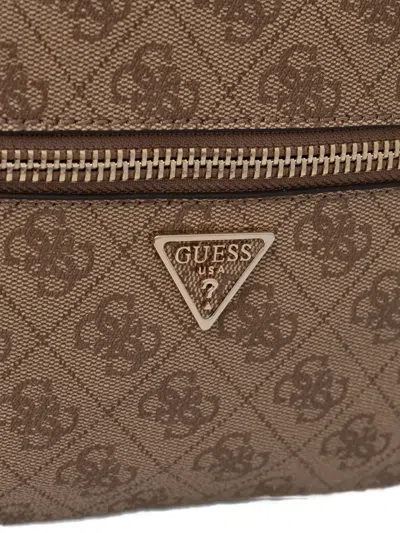 Guess Usa Monogram-pattern Zip-around Backpack In Brown